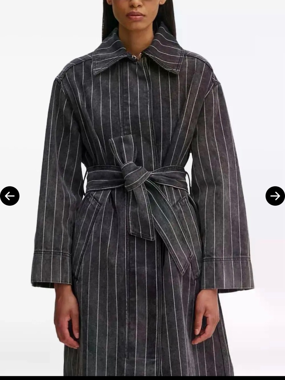 Day Birger et Mikkelsen Pinstripe Long Jean cotton Coat in Charcoal size US 8 - Picture 4 of 5